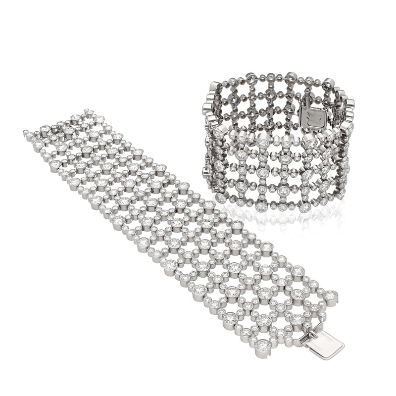 HARRY WINSTON 5 Row Lattice Motif Diamond Bracelet - Set of Two