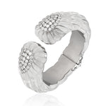 DAVID WEBB Platinum and Rock Crystal Diamond Cuff Bangle
