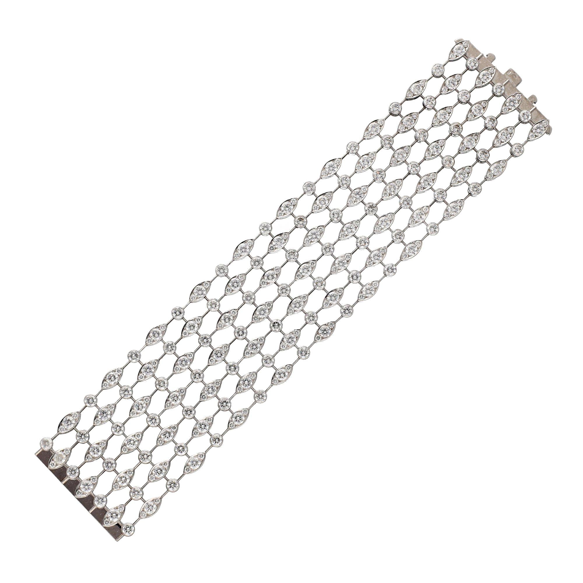 CARTIER 18K White Gold Diamond Wide Mesh Bracelets