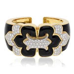DAVID WEBB Trefoil Cuff, Black Enamel