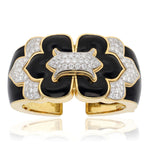 DAVID WEBB Trefoil Cuff, Black Enamel