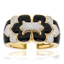 DAVID WEBB Trefoil Cuff, Black Enamel