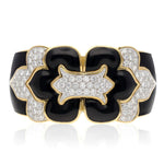 DAVID WEBB Trefoil Cuff, Black Enamel