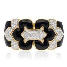 DAVID WEBB Trefoil Cuff, Black Enamel