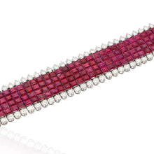 VAN CLEEF & ARPELS Platinum, 4-Row Mystery-Set Ruby and Diamond Bracelet