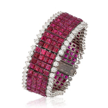 VAN CLEEF & ARPELS Platinum, 4-Row Mystery-Set Ruby and Diamond Bracelet