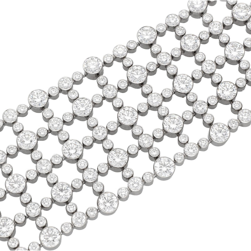 HARRY WINSTON 5 Row Lattice Motif Diamond Bracelet - Set of Two