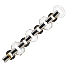 DAVID WEBB Rock Crystal, Black Enamel and Diamond “Tuxedo” Bracelet