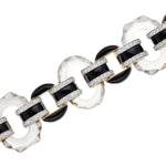 DAVID WEBB Rock Crystal, Black Enamel and Diamond “Tuxedo” Bracelet