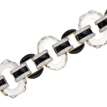 DAVID WEBB Rock Crystal, Black Enamel and Diamond “Tuxedo” Bracelet
