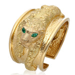 DAVID WEBB Repoussé Leopard Cuff, Emerald
