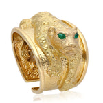 DAVID WEBB Repoussé Leopard Cuff, Emerald