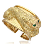 DAVID WEBB Repoussé Leopard Cuff, Emerald