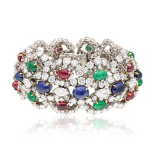 HARRY WINSTON Cabochon Sapphire, Emerald, Ruby and Diamond Bracelet
