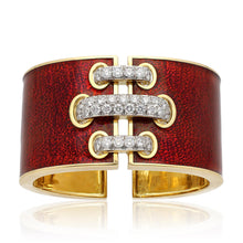 DAVID WEBB 'Shoelace' Cuff, Red Enamel