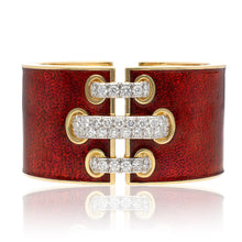 DAVID WEBB 'Shoelace' Cuff, Red Enamel