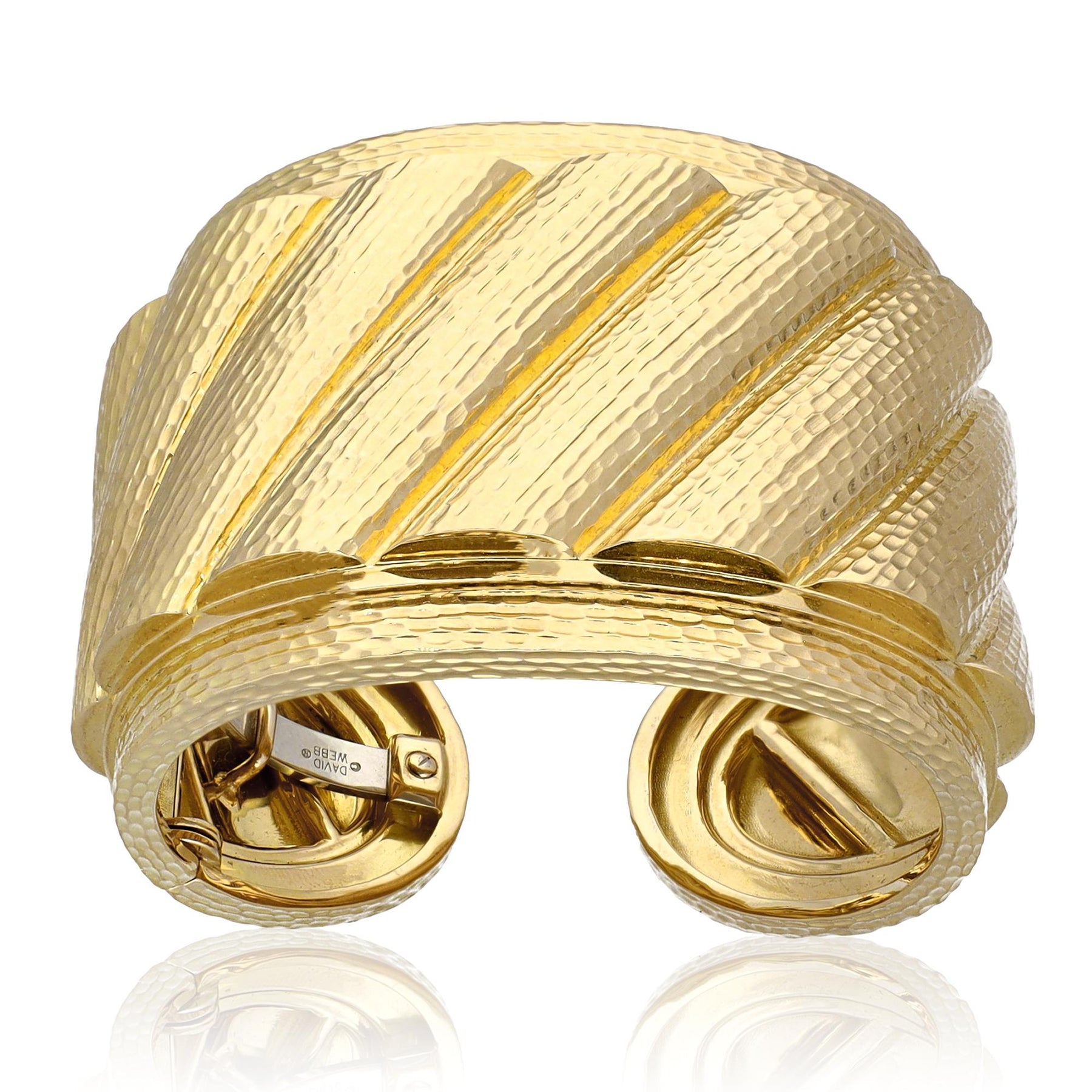 DAVID WEBB Hammered 18K Yellow Gold “Wonder Woman” Cuff Bracelet