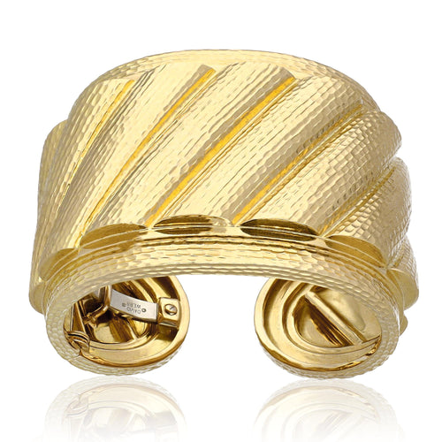 DAVID WEBB Hammered 18K Yellow Gold “Wonder Woman” Cuff Bracelet