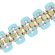DAVID WEBB 18K Yellow Gold & Platinum, Turquoise and Diamond “Thread” Bracelet