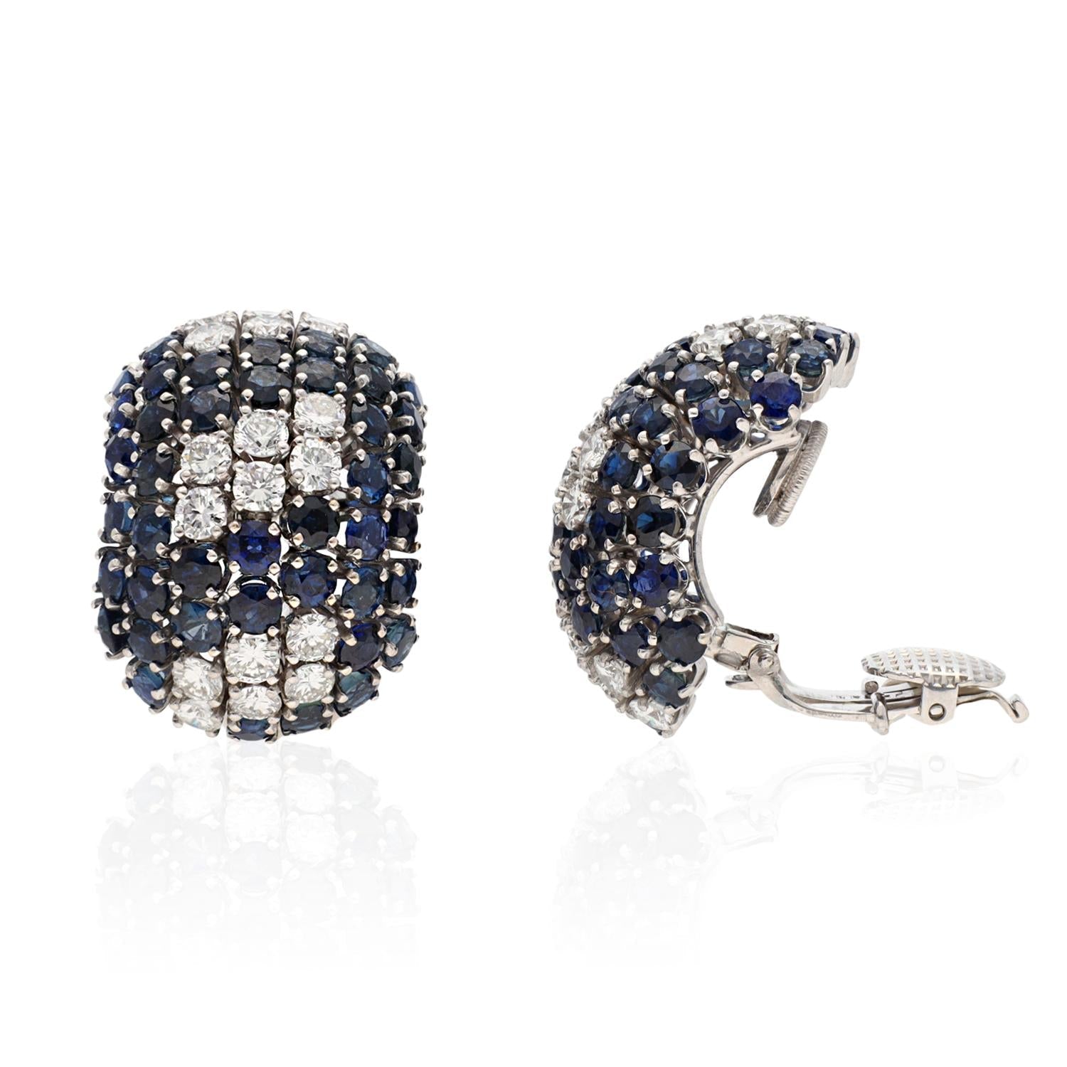 CARTIER Platinum Sapphire and Diamond Ear Clips