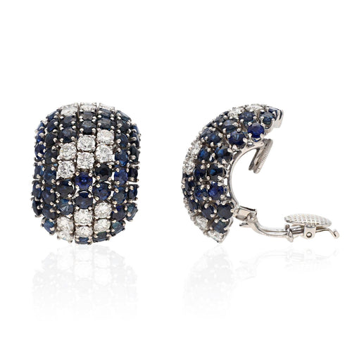 CARTIER Platinum Sapphire and Diamond Ear Clips