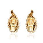 DAVID WEBB Diamond, Cabochon Ruby and White Enamel Coiled Snake Ear Clips