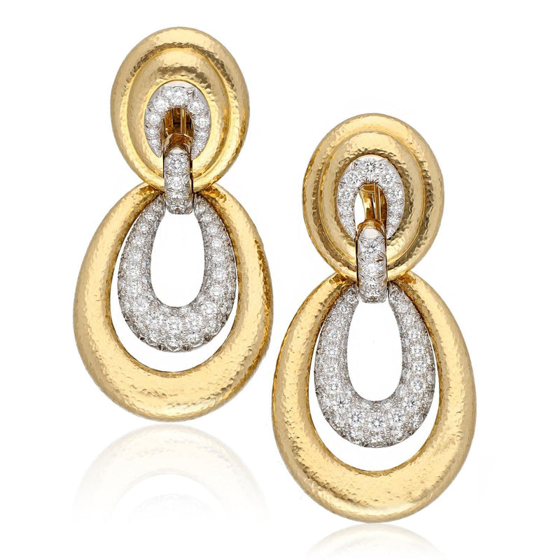 David Webb 18K Yellow Gold & Diamond Door Knocker Earrings