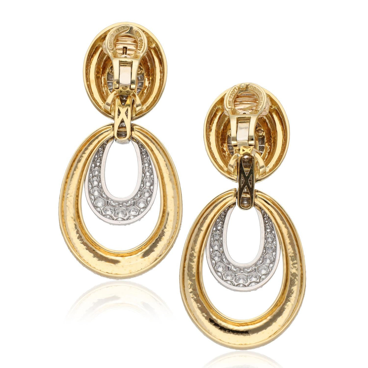 David Webb 18K Yellow Gold & Diamond Door Knocker Earrings