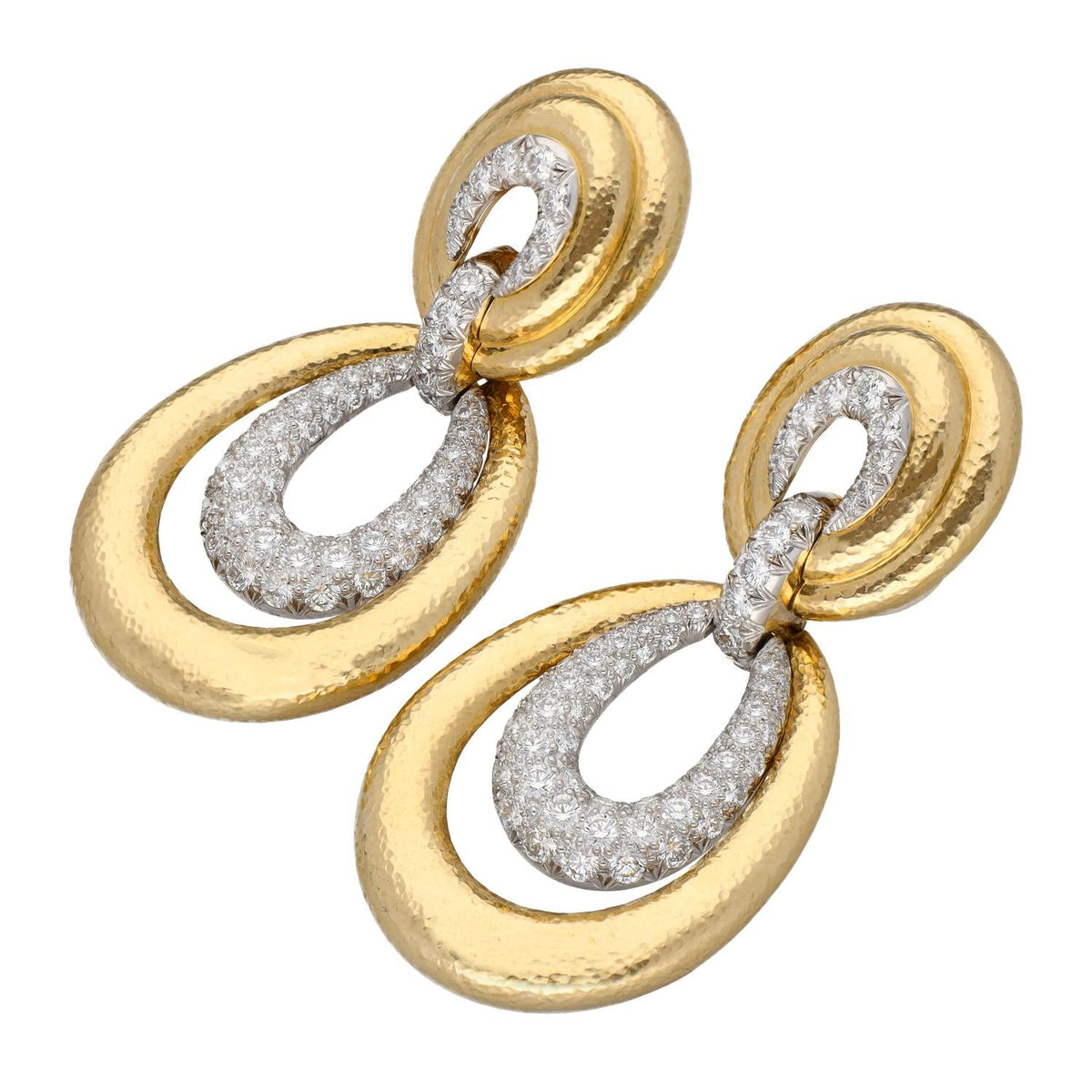 David Webb 18K Yellow Gold & Diamond Door Knocker Earrings