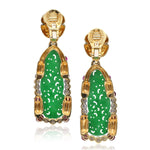 DAVID WEBB Carved Jade, Ruby and Diamond Ear Clips
