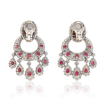 DAVID WEBB Cabochon Ruby and Diamond Ear Clips