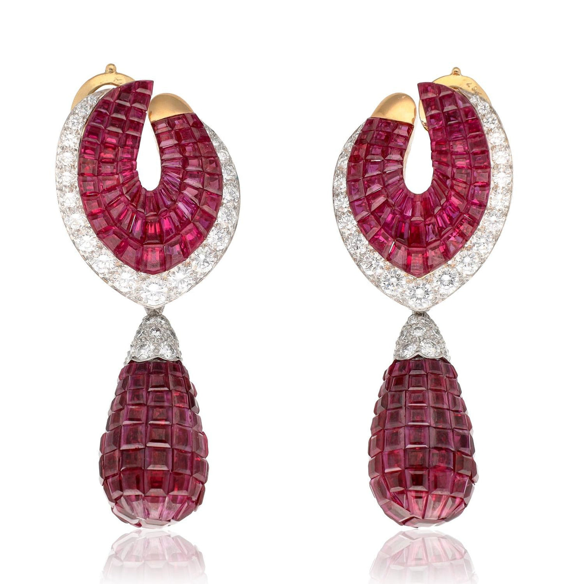 VAN CLEEF & ARPELS Mystery-Set Detachable Ruby, Diamond Earrings