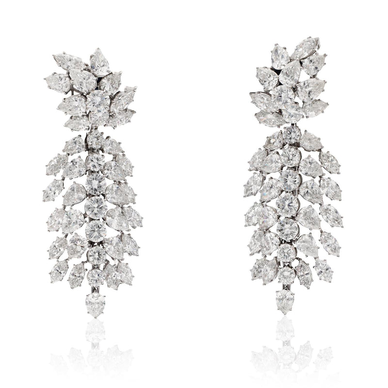 Harry Winston -   Pear, Marquise and Round Cut Diamond Cluster Ear Clips/Brooch
