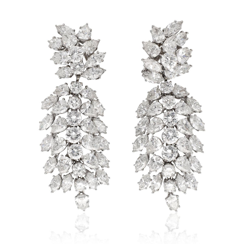 Harry Winston -   Pear, Marquise and Round Cut Diamond Cluster Ear Clips/Brooch