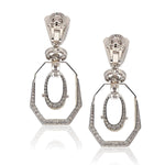 DAVID WEBB Carved Rock Crystal and Diamond “Midnight" Ear Clips