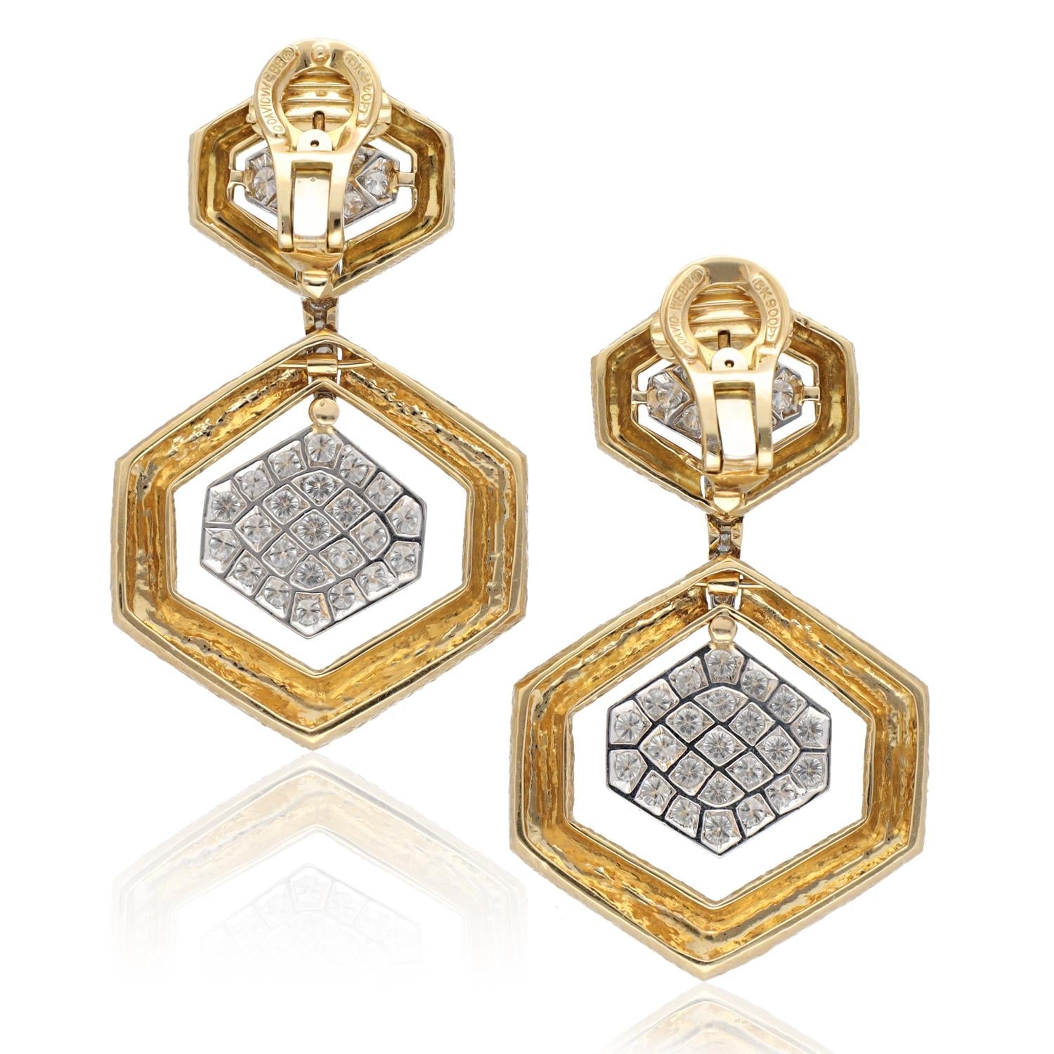 DAVID WEBB Madison Hexagon Earrings