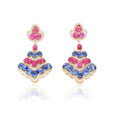 BULGARI cabochon Ruby, Sapphire and Diamond Ear Clips