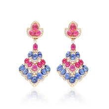 BULGARI cabochon Ruby, Sapphire and Diamond Ear Clips