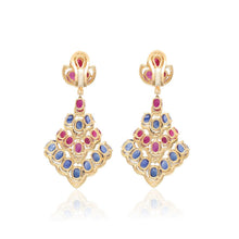 BULGARI cabochon Ruby, Sapphire and Diamond Ear Clips