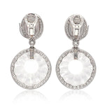 DAVID WEBB Fluted Rock Crystal & Diamond Convertible Ear Clips