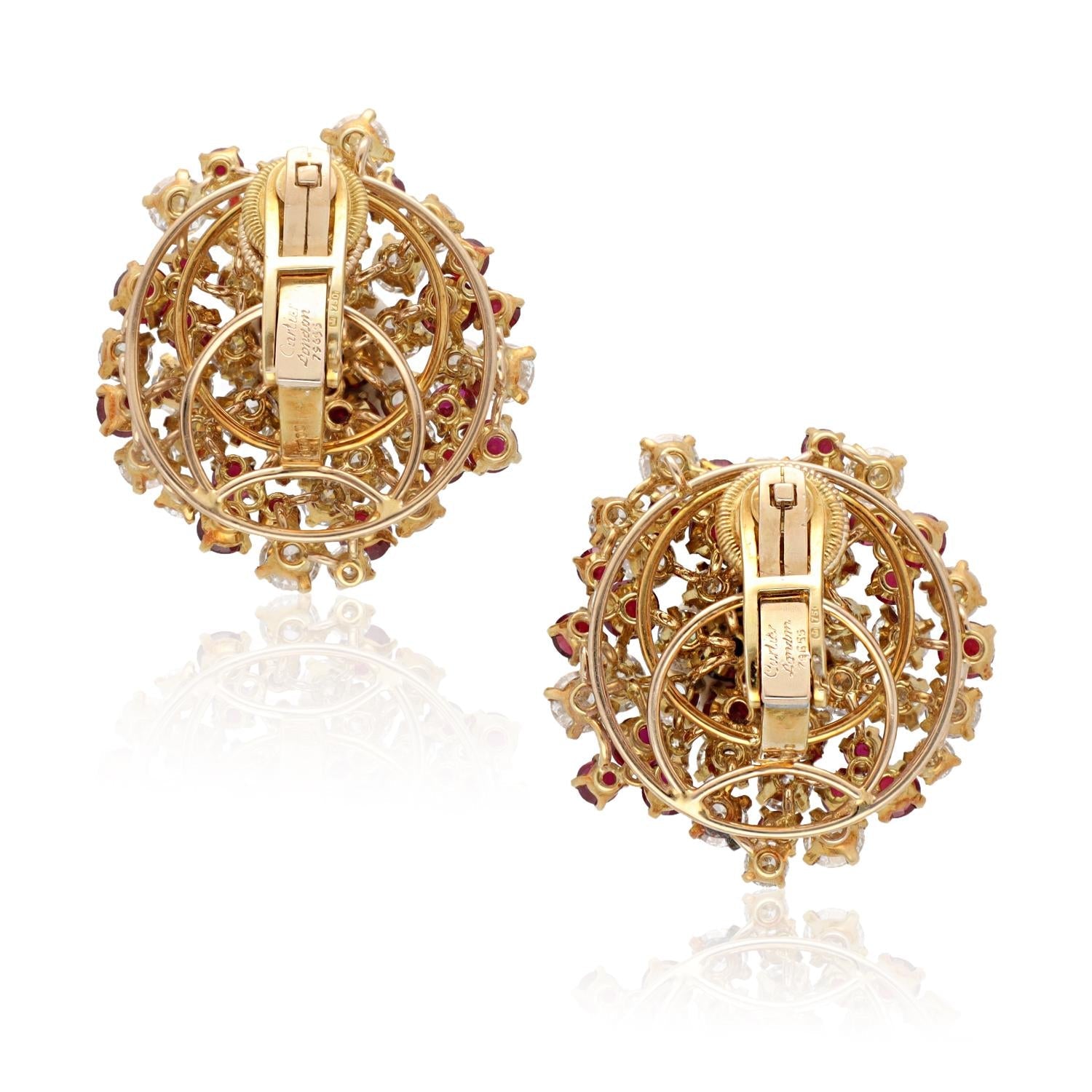 CARTIER LONDON Ruby and Diamond Ear Clips