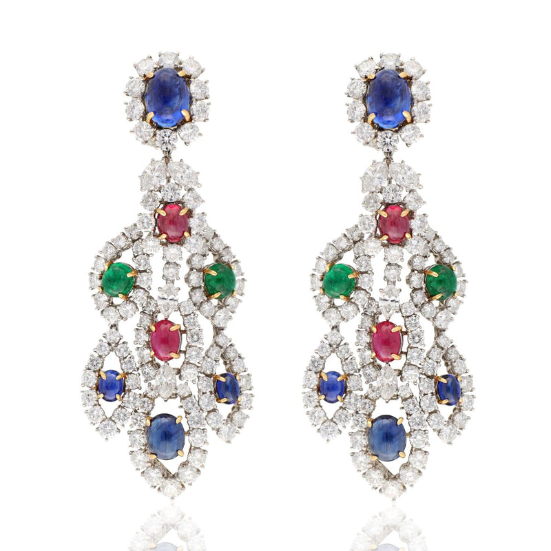 HARRY WINSTON Precious Gem and Diamond Ear Clips