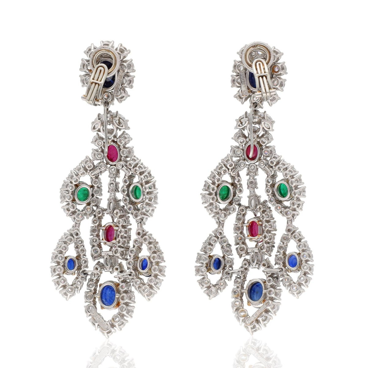 HARRY WINSTON Precious Gem and Diamond Ear Clips