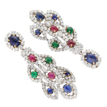 HARRY WINSTON Precious Gem and Diamond Ear Clips