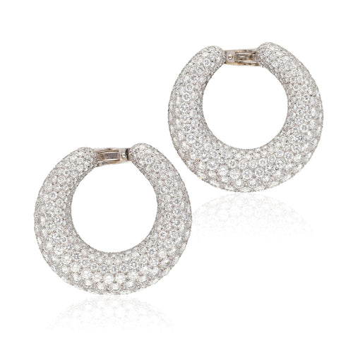 Cartier Platinum & 18K White Gold “C” Ear Clips