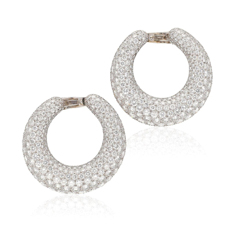 Cartier Platinum & 18K White Gold “C” Ear Clips