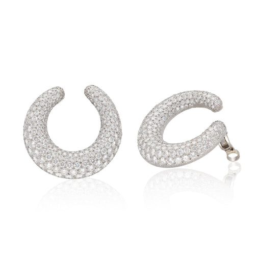 Cartier Platinum & 18K White Gold “C” Ear Clips