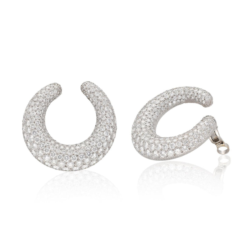 Cartier Platinum & 18K White Gold “C” Ear Clips