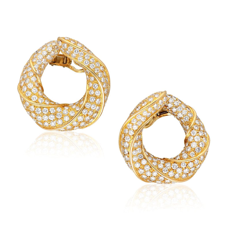 VAN CLEEF & ARPELS Diamond Crescent Hoop Earrings