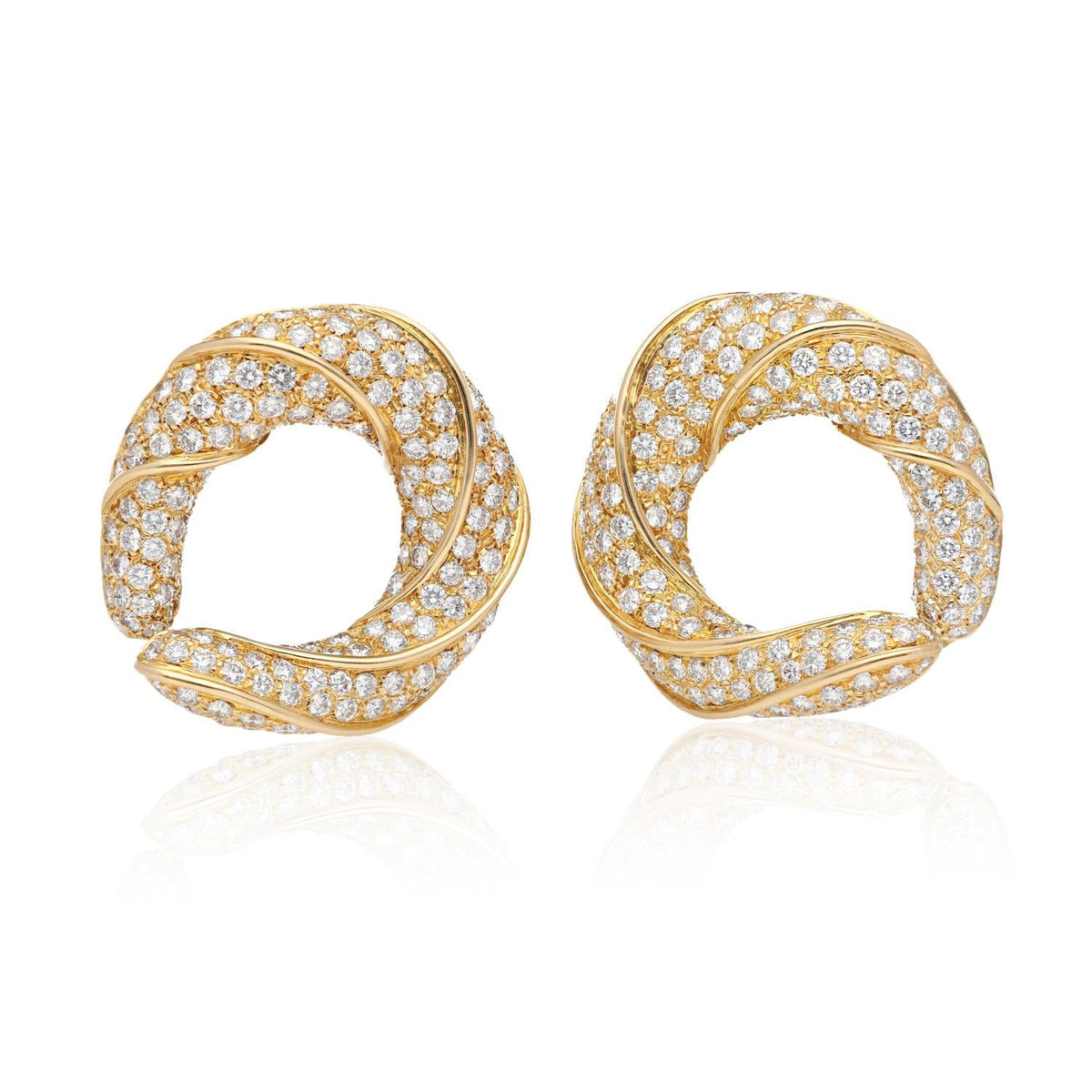 VAN CLEEF & ARPELS Diamond Crescent Hoop Earrings